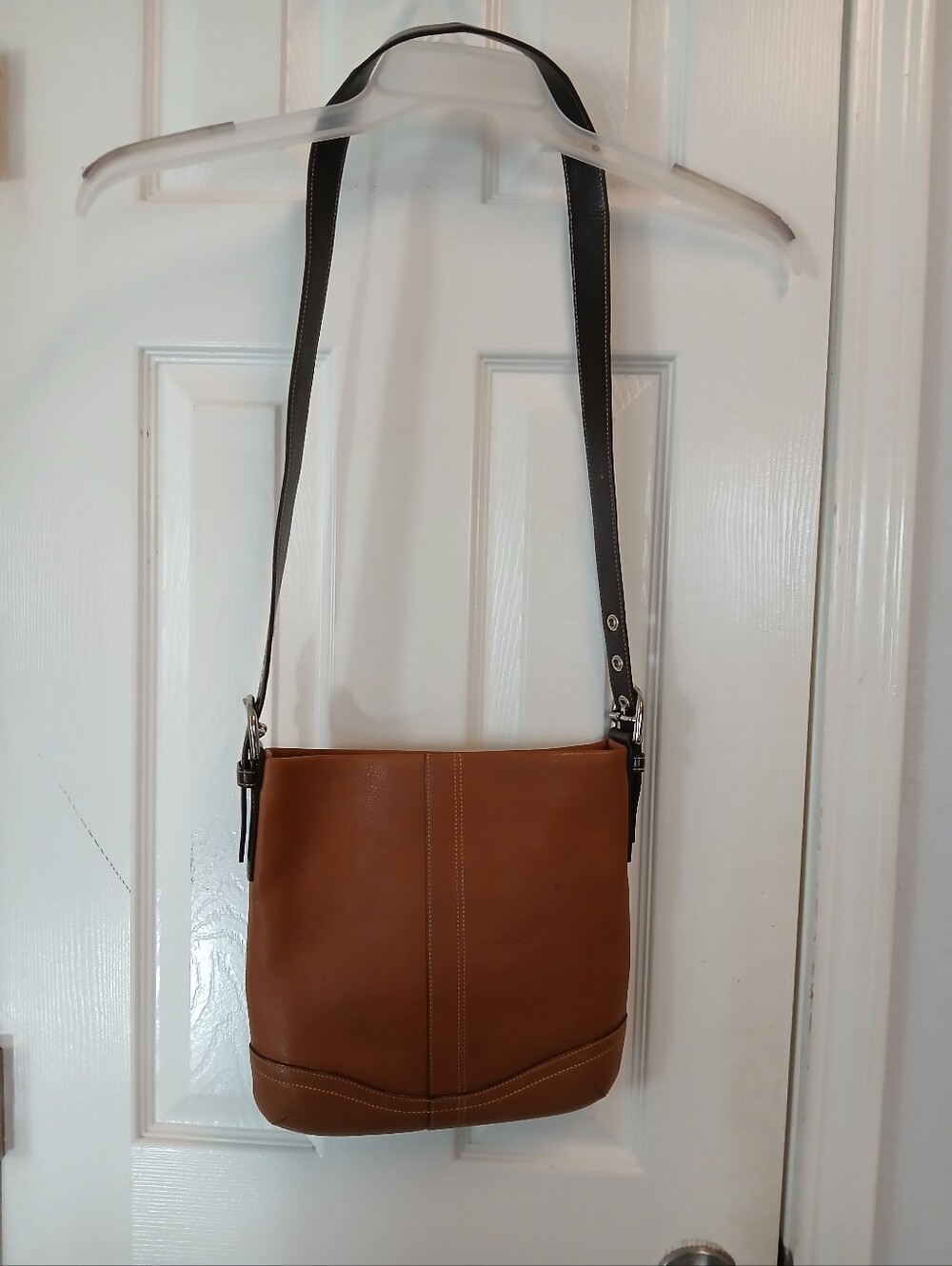 Coach Brown Leather Bag with Black Strap